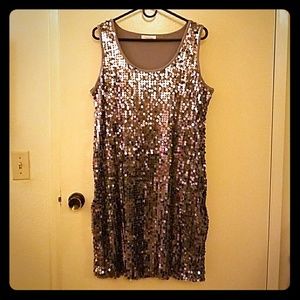 Calvin Klein Silver Sequin Dress L /XL